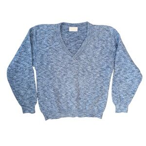 Vintage Jantzen Sportswear Made In USA Pullover Sweater V Neck Knit Blue Sz M